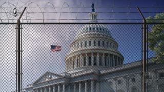U.S. Capitol Building Behind Razor Wire Fence 4K Loop
