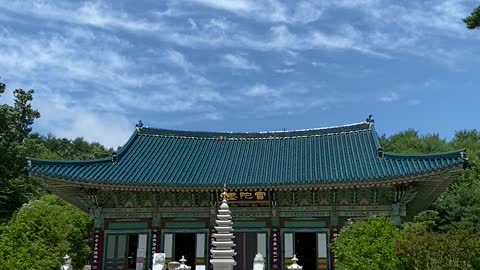 A peaceful temple in the mountains.