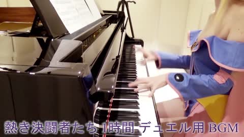 Beauty plays the piano while cos