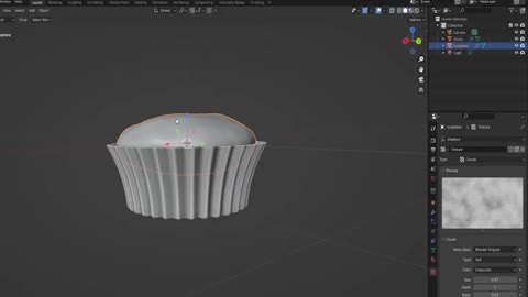 Different process of making procedural cupcakes in Blender, step three.
