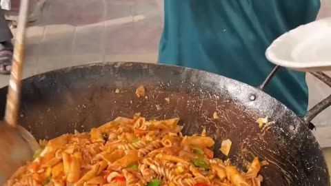 "Ultimate Street Food Extravaganza: White Sauce Pasta, Red Sauce Pasta, and Black Pav Bhaji