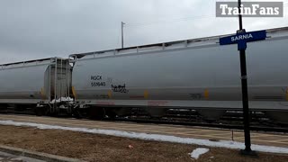 Manifest Train CN 8844 & CN 2294 Engines Westbound In Ontario