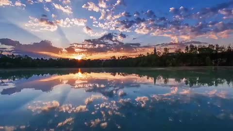 A beautiful sky lit by the stream