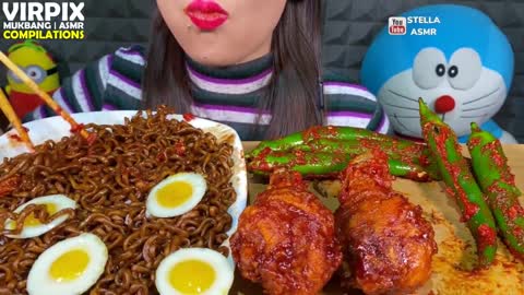 Mukbangers Love Black Bean Noodles + Spicy Chili Kimchi | Mukbang Highlights