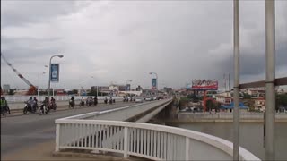 Cambodia កម្ពុជា, Phnom Penh រាជធានី​ភ្នំពេញ - Japanese bridge panorama - 2014-08