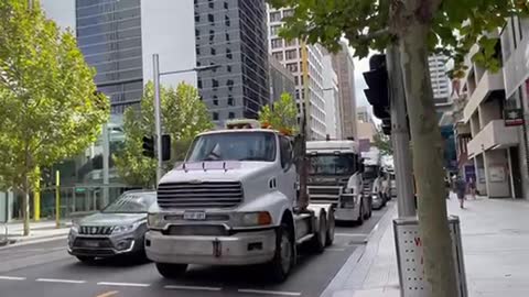 Truckers convoy for no vaccine mandate protest in Perth West Australia