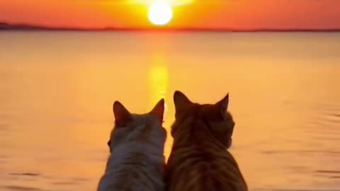 Cat love on the seashore... to the music...