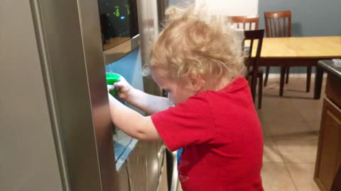 What happened when baby open the fridge