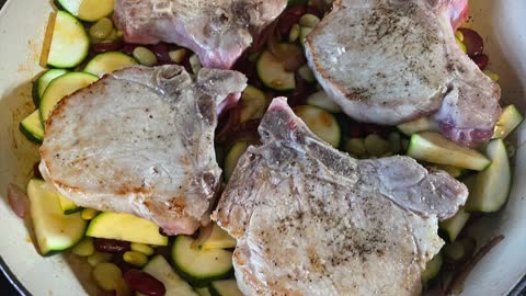 Baked Pork Chops With Mixed Beans