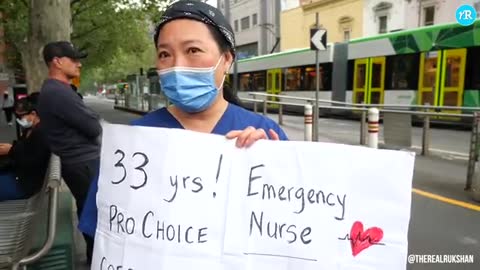 A group of healthcare workers and teachers protested against mandatory vaccinations