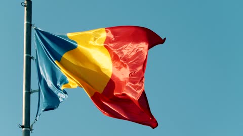 Romania flag waving in the wind