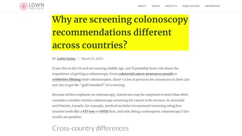 Are screening COLONOSCOPIES really needed? I won’t be following US recommendations