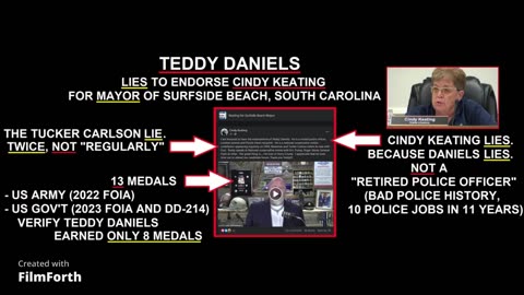 Teddy Daniels LIES to endorse Cindy Keating for Mayor of Surfside Beach, SC