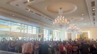 Big Crowd Greets Trump at Trump International in Vegas