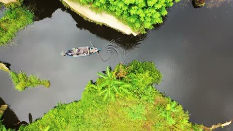 Aerial View Of A Boat Sailing