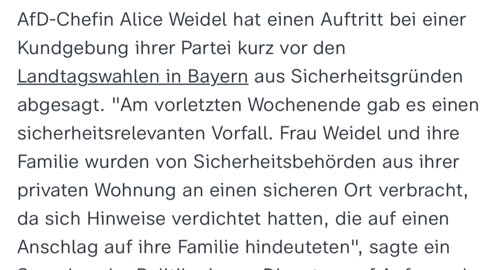 Feige Mord Anschläge auf die AFD Führung - 3.10. und 04.10.2023