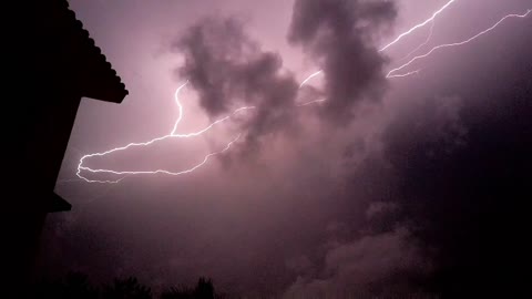 Lightning and thunder in the night sky