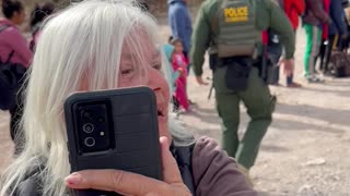 Border Karen losing her mind over journalists documenting the border invasion