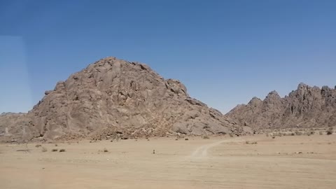 Rocky mountains and desert in Saudi Arabia