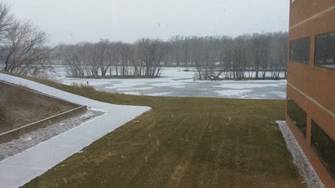 Snow on the Mississippi at La Crosse Wisconsin