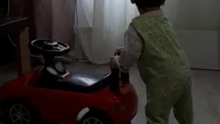 Little girl Parking a rad car