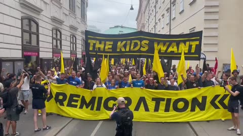 "Kids want remigration"; a demonstration in Vienna, Austria, against hostile immigrants