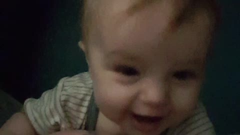 Happy Talkative Baby Won't Let Mom Sleep