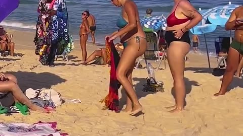 People having fun on the beach in Brazil