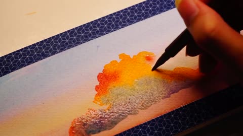 [Watercolor] A painting tutorial for beginners, today's sunset 9