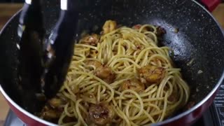 Spicy Butter Garlic Shrimp Pasta Recipe | Prawn Pasta Cooking