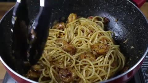 Spicy Butter Garlic Shrimp Pasta Recipe | Prawn Pasta Cooking