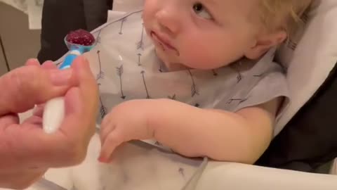 Baby Gives INDIFFERENT LOOK While Grandma Tries to Feed Him Playfully 🍼