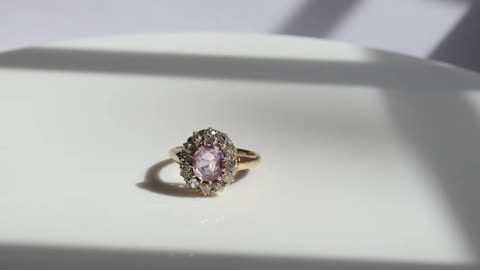 Antique Pink Topaz and Diamond Cluster