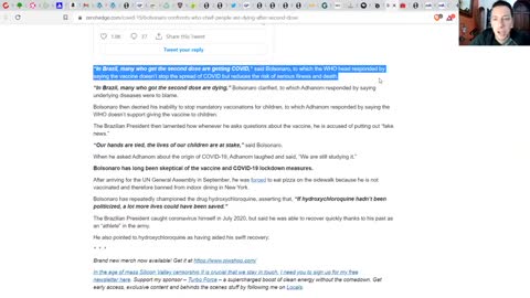 BRAZIL WARNS OF MASS DEATH FROM JAB! - WHO HEAD CONFRONTED! - BOLSONARO: "PEOPLE ARE DYING!"