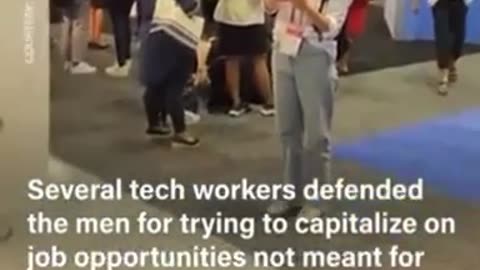 Men crash Women's Tech Conference to be interviewed as they claim to be "Non-Binary"