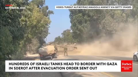 Hundreds Of Israeli Tanks Head To Border With Gaza In Sderot After Evacuation Order Sent Out
