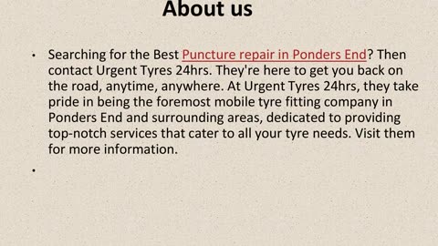Best Puncture repair in Ponders End.