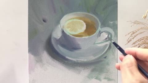 Lemon tea in the painting