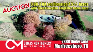 3 BR, 2 BA LOG HOME on 4.5+/- ACRES with Open Floorplan, Barn, Large Rec Room in Murfreesboro, TN