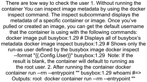 How to know the login user of a docker image