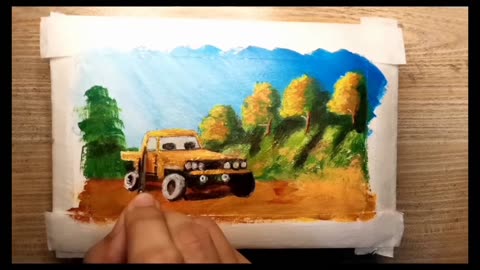 Acrylic painting on jewelry box #forest #jeep #painting