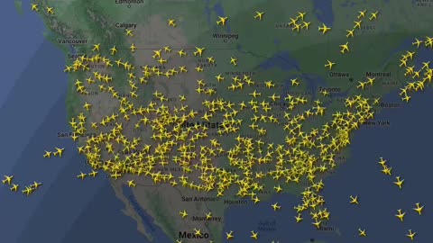 12-hour timelapse of plane traffic after IT outage in USA