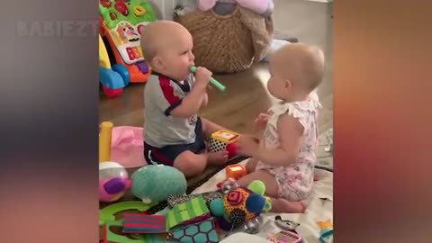 Twin babies fighting over everthing, funny compilation ever!!!!!