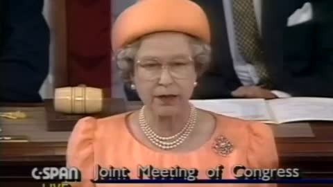 Queen Elizabeth II speaking to congress in 1991, a true class act.