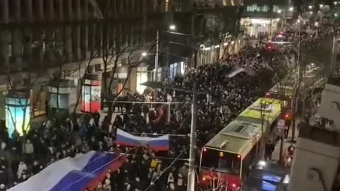 Huge protest in support of Russia in the Serbian capital Belgrade