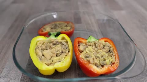 Chicken breast with mushrooms in peppers