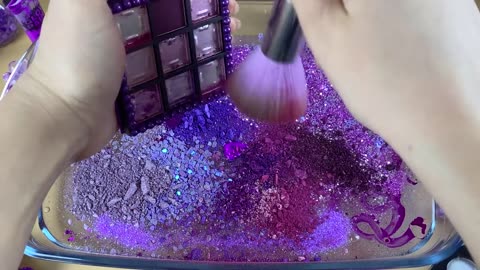 Purple slime|mixing makeup andglitter into clear slime|Satisfying slime videos 1080p