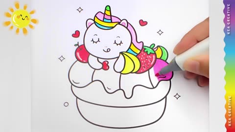 Coloring Unicorn Cake - Color Pages For Childrens. Enjoy!