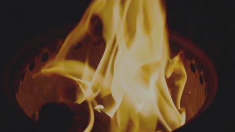 Burning fireplace with piano music & crackling sounds