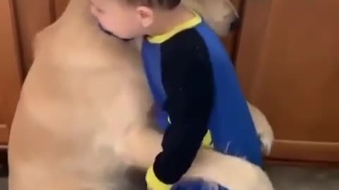 Cute baby and dog😍😍❤